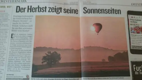 Zeitungsartikel Ballonfahren im Herbst